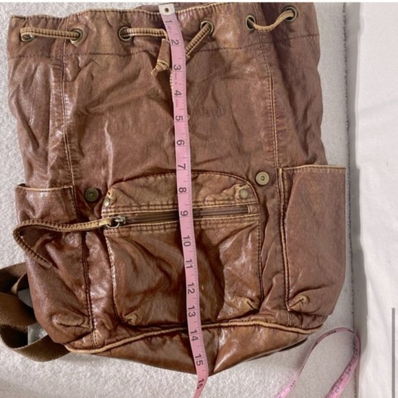 Vintage Y2K Mossimo Brown Faux Leather Backpack